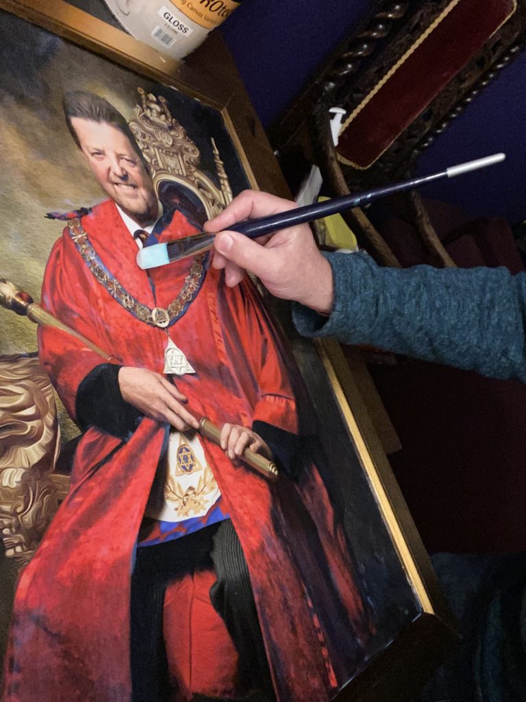 Adding texture and UV protection to a portrait of E.Comp.Philip Hall